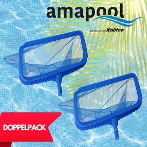 Amapool Poolkescher Deluxe, 2er-Set, blau, mit feinem Netz zur Poolreinigung.