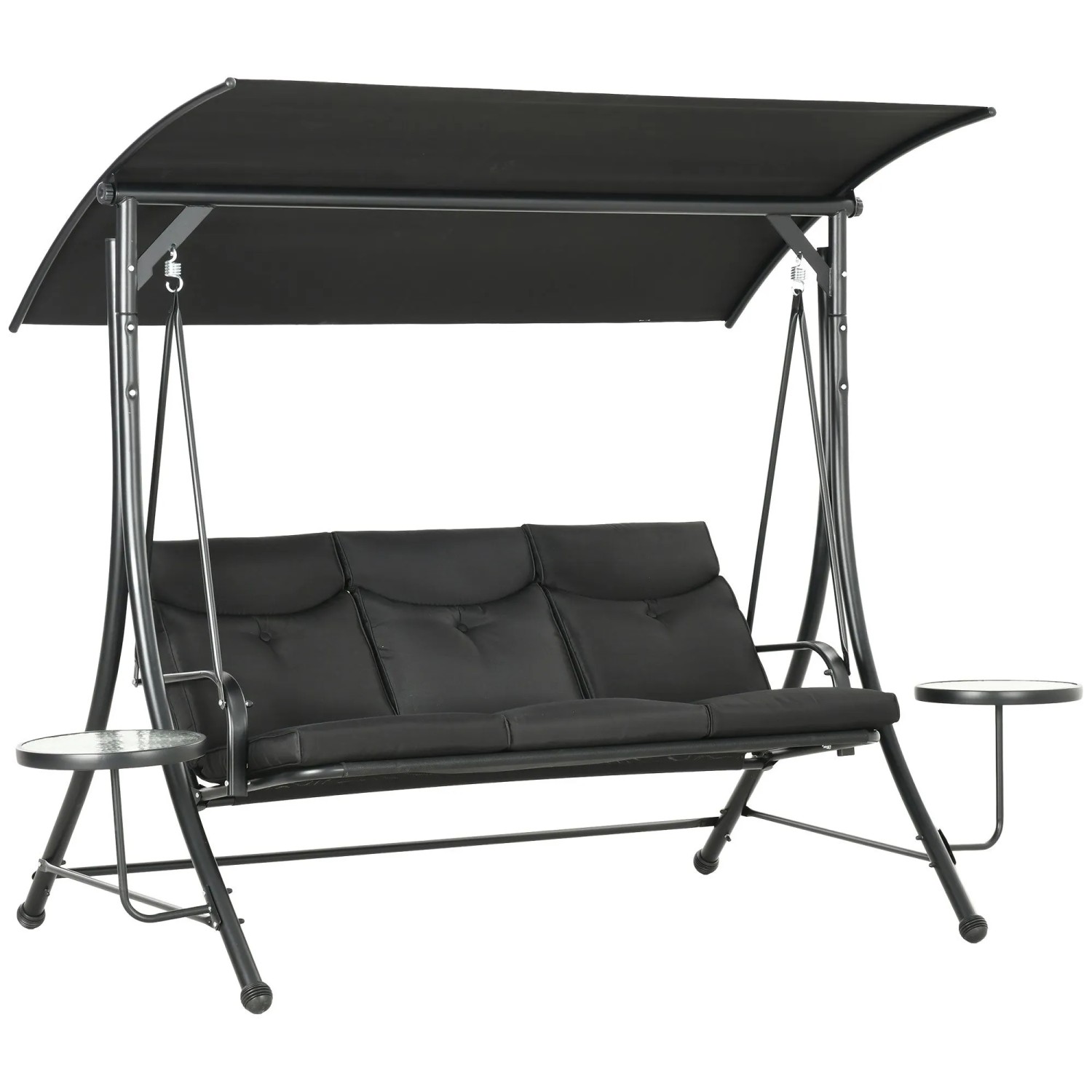 Outsunny Hollywoodschaukel Metall Polyester Schwarz 278L x 135B x 177H cm