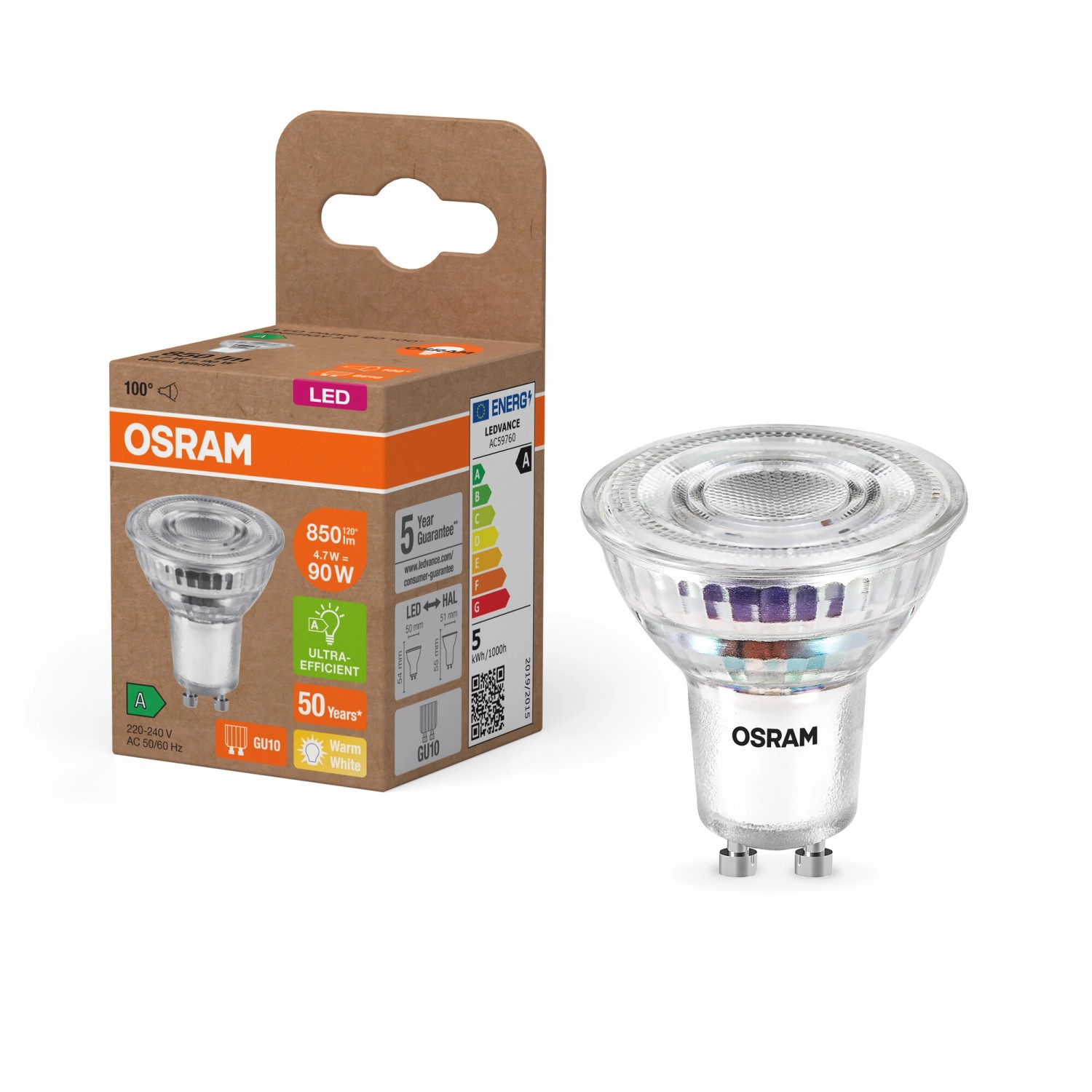 OSRAM LED-Leuchtmittel PAR16 Reflektor GU10 4,7W 100° 2.700K günstig online kaufen