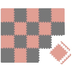 LittleTom Puzzlematte, 18-teilig, Terracotta und Grau, für Kinderzimmer und Spielbereich