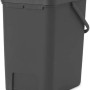 Dunkelgrauer PROREGAL Abfallsammler mit Deckel, 25 Liter, aus Kunststoff.