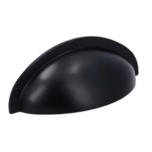 Siro Muschelgriff 1760, Metall, Uni Schwarz Matt, Lochabstand 64mm.