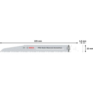 Bosch Säbelsägeblatt Multi Material S1110VF, 2er-Set, 225mm lang, für Holz und Metall.