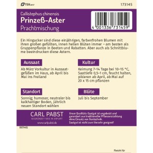 Pabst Keimkraft Prinzeß-Aster Prachtmischung Saatgut Packung