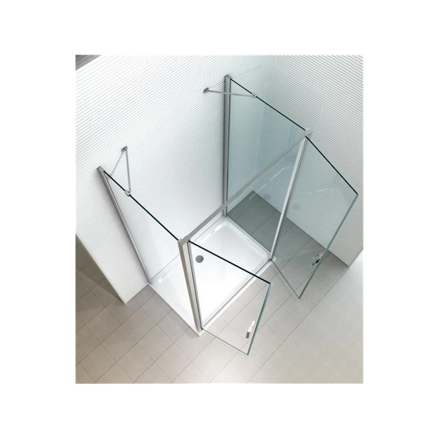 Glas Duschkabine Mille 90x90x90x195cm mit Eckeinstieg und Klarglas. Ohne Duschwanne.