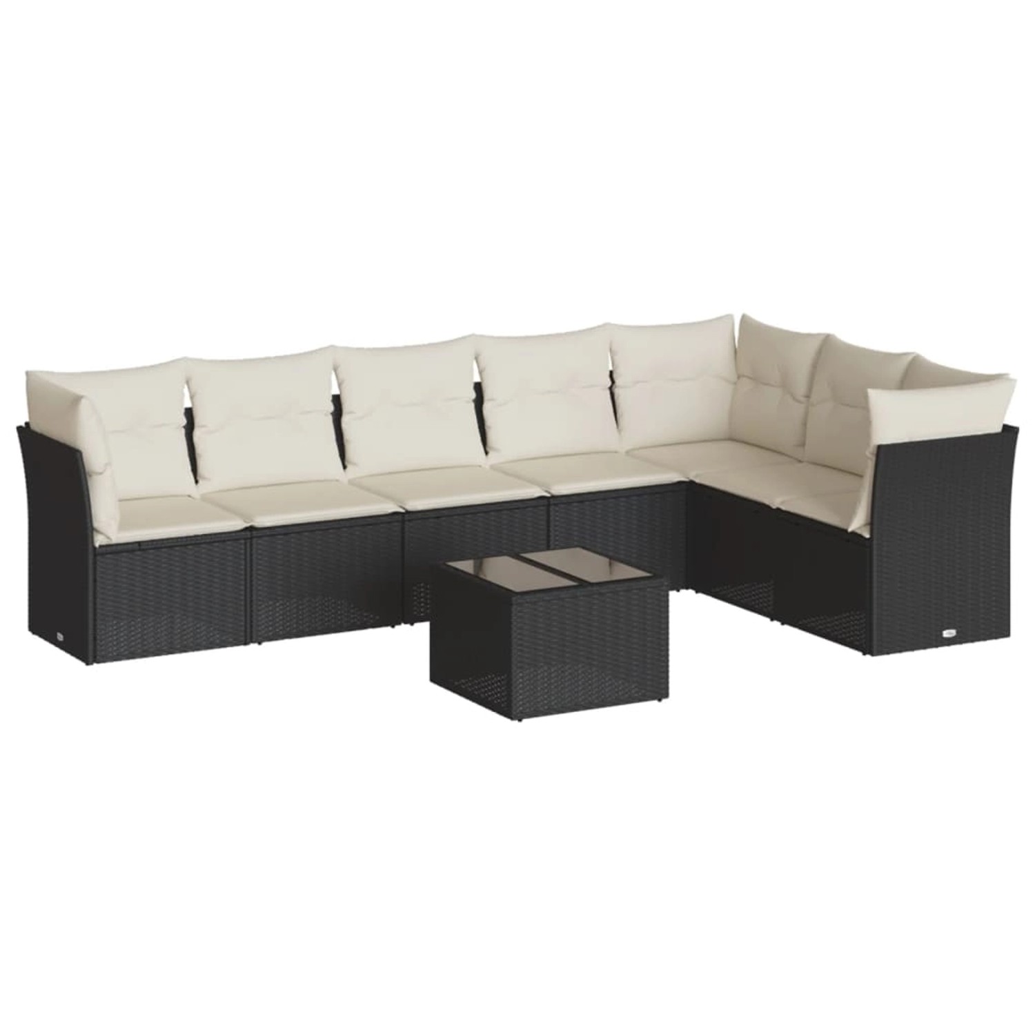 vidaXL 8-tlg Garten-Sofagarnitur mit Kissen Schwarz Poly Rattan Modell 46