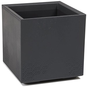 Anthrazitfarbener Ondis24 Pflanzkübel Caro 40 mit Rollen, aus 100% recyceltem Material.