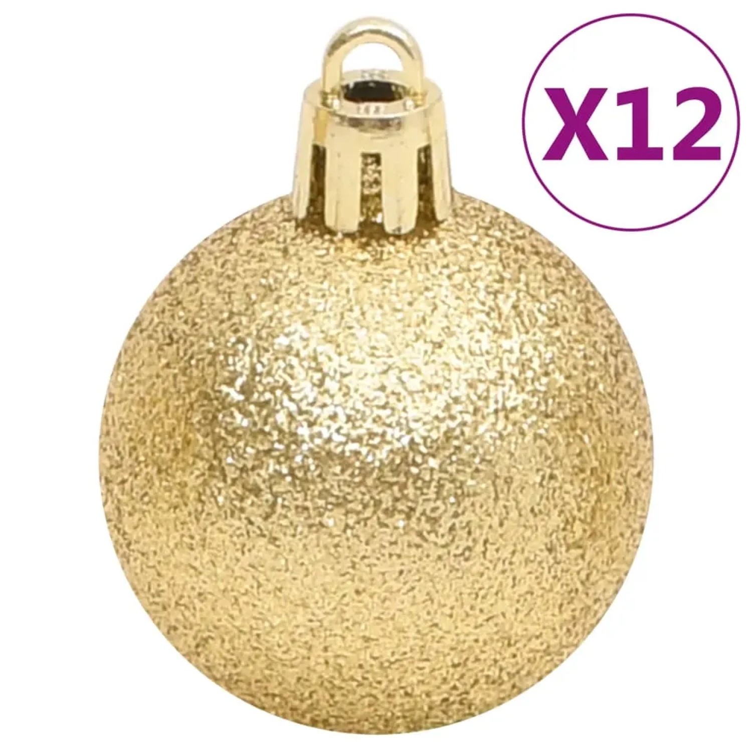 Goldene Weihnachtskugel, Teil eines 112-teiligen Sets in Rot, Grün und Gold.