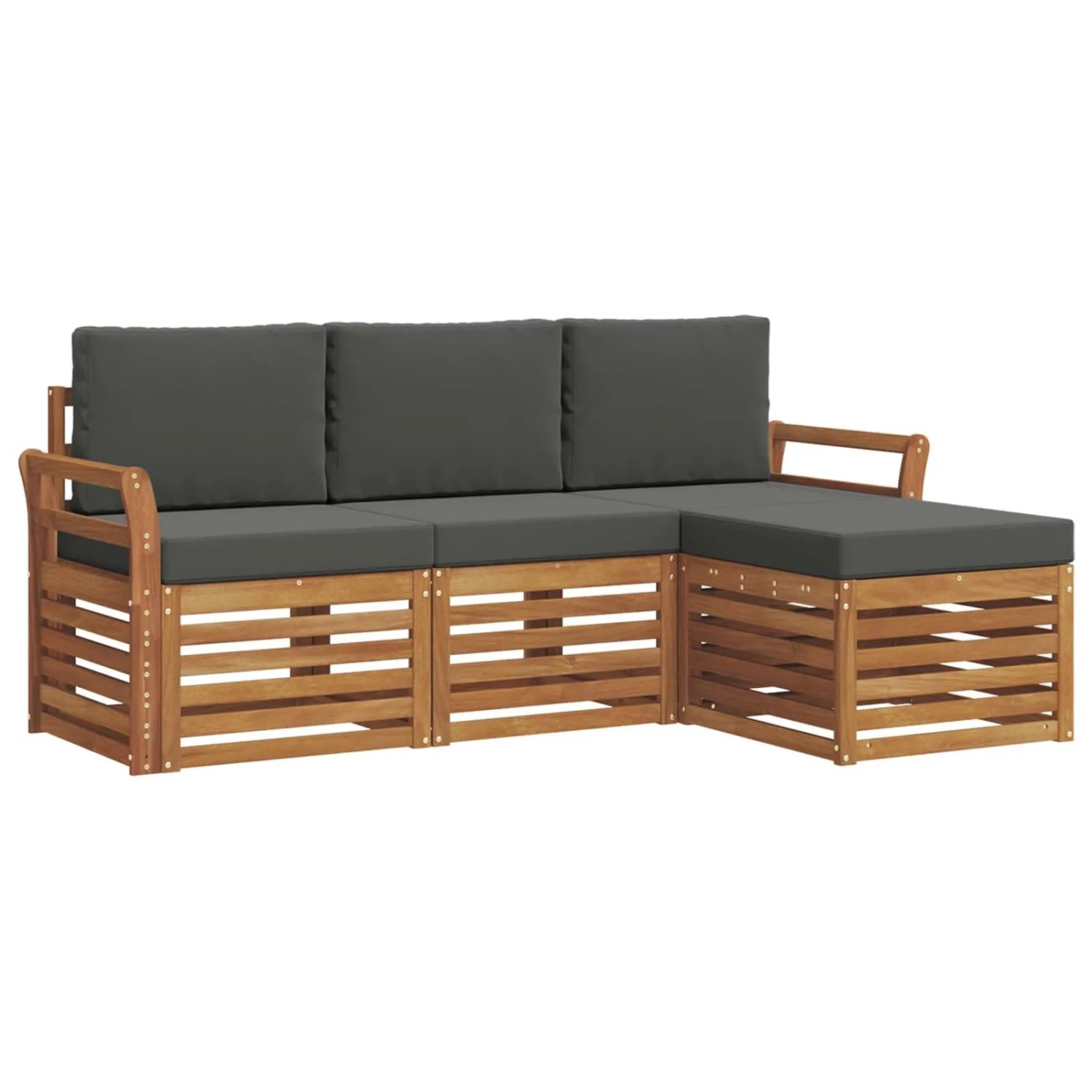 vidaXL Sofagarnituren 4 Tlg Natur und Anthrazit Massivholz Akazie 3374612