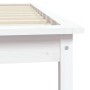 Detailansicht: Weißes Massivholzbett 90x190 cm aus Kiefernholz, Bettgestell für Einzelmatratze.
