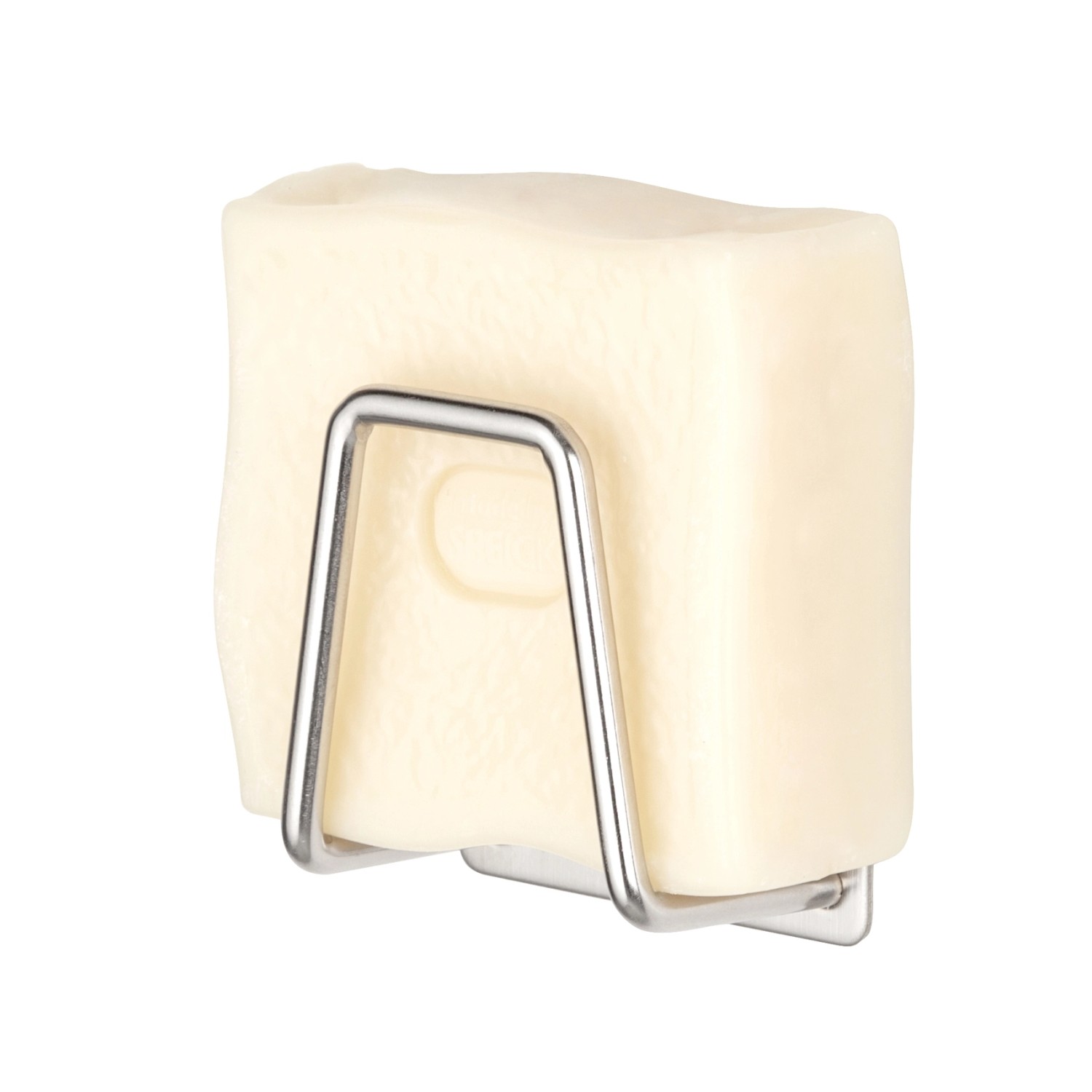 Wenko Universal-Halter Edea aus Edelstahl mit Seife, zur Wandmontage in Küche oder Bad.