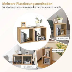 Costway 2er Set Würfelregalen Bücherregal Eiche