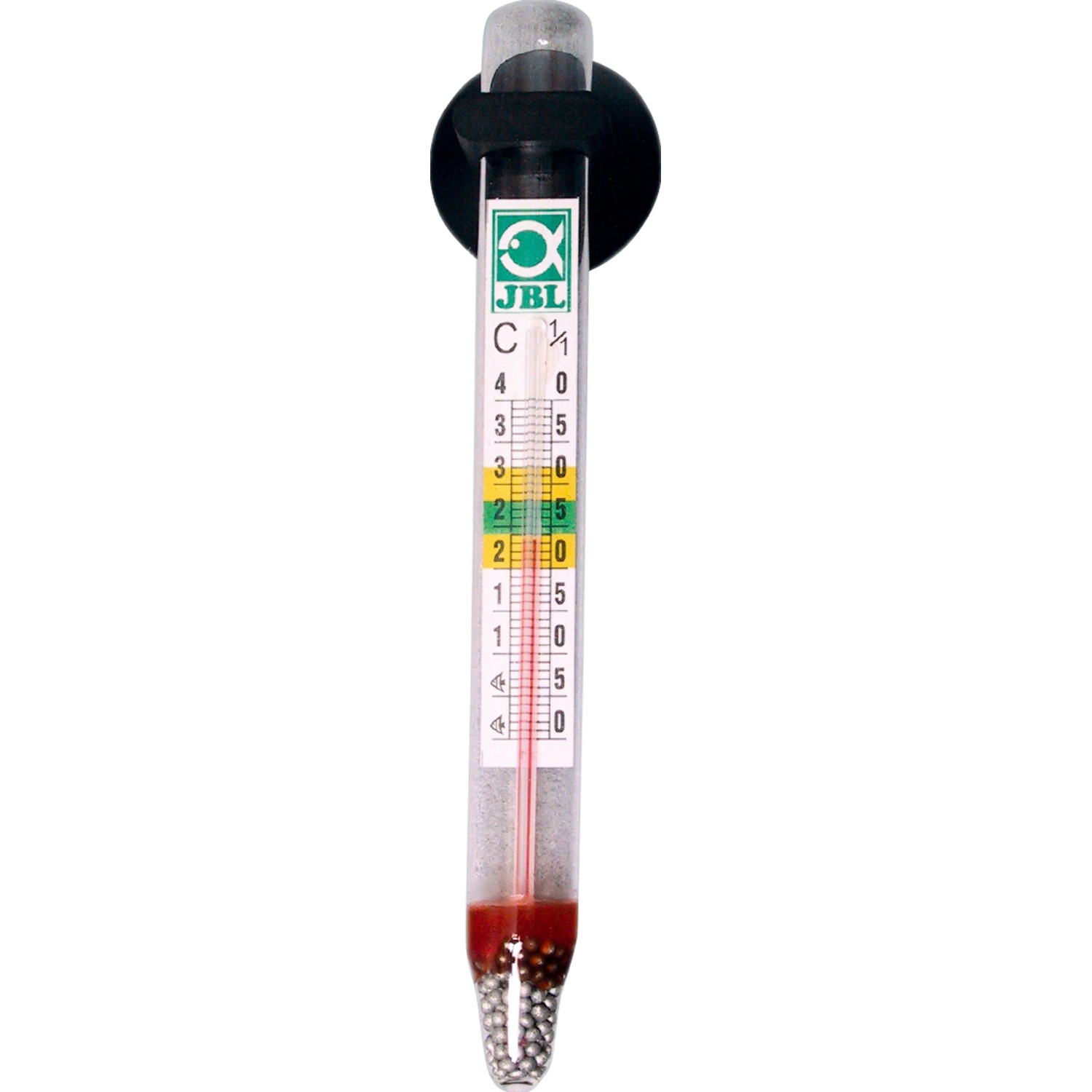 JBL Aquarium Thermometer Float mit Saugnapf zur Temperaturmessung im Aquarium.