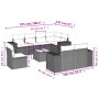 Graue 9-teilige Garten-Sofagarnitur aus Polyrattan mit Kissen und Tisch für Terrasse und Garten.