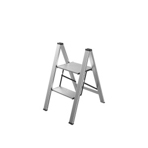 Mephisto Aluminium Klappleiter mit 2 Stufen, ideal als Haushaltsleiter bis 150 kg.