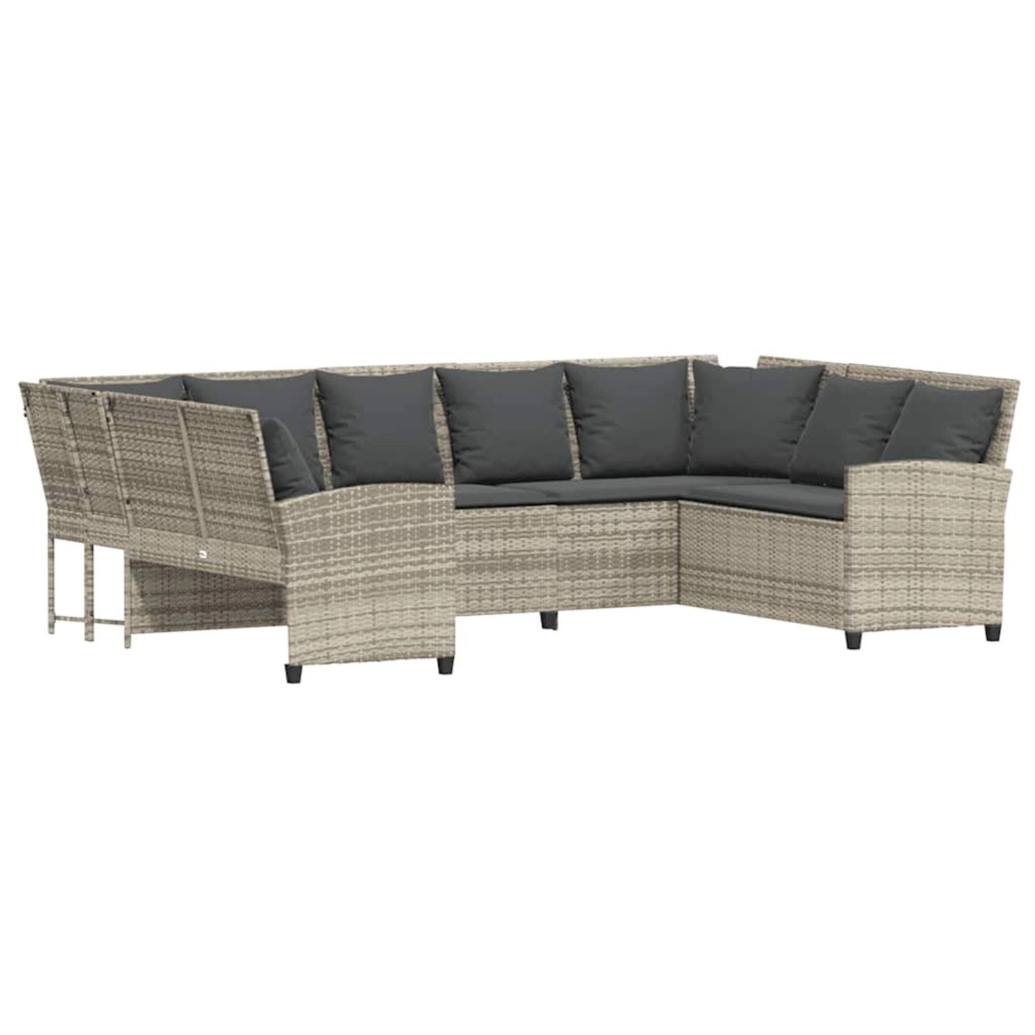 vidaXL Gartensofa mit Kissen Hellgrau Poly Rattan 3365334 günstig online kaufen