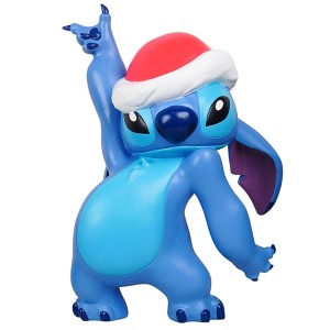 Disney Stitch Figur, 49 cm, mit roter Weihnachtsmütze als festliche Weihnachtsdekoration.