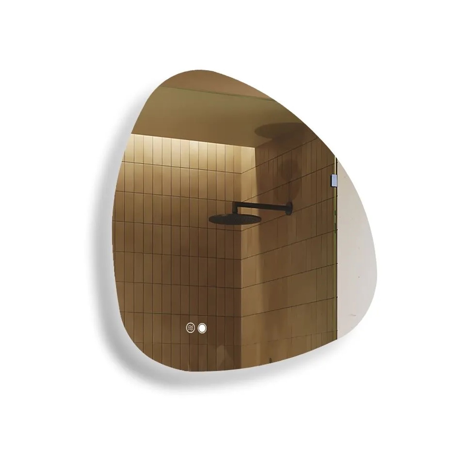 Artforma LED Badspiegel Asymmetrisch 84x84 cm mit Beleuchtung Antibeschlag Touch Dual LED Rahmenlos IP20 M101