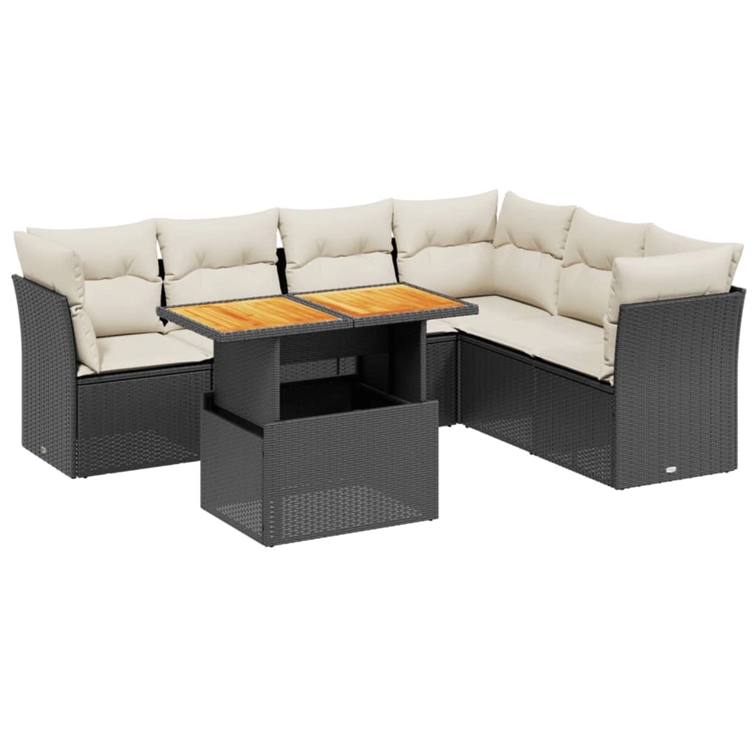 vidaXL 7-Tlg Garten-Sofagarnitur mit Kissen Schwarz Poly Rattan 3270846 günstig online kaufen