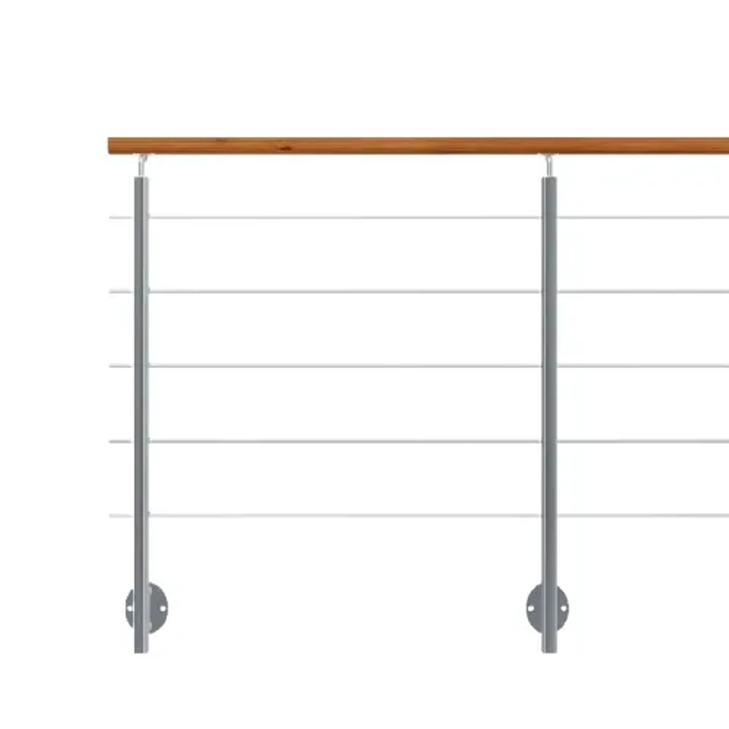 Kordo Geländerset 2m Alu Seitliche Befestigung Alu Mit Handlauf Eiche Gebeizt Inoline