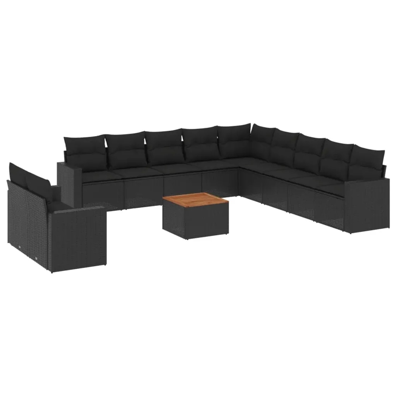 vidaXL 12-Tlg Garten-Sofagarnitur mit Kissen Schwarz Poly Rattan 3256531 günstig online kaufen