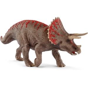 Schleich Dinosaurs Triceratops Spielfigur, braun mit roter Zeichnung.