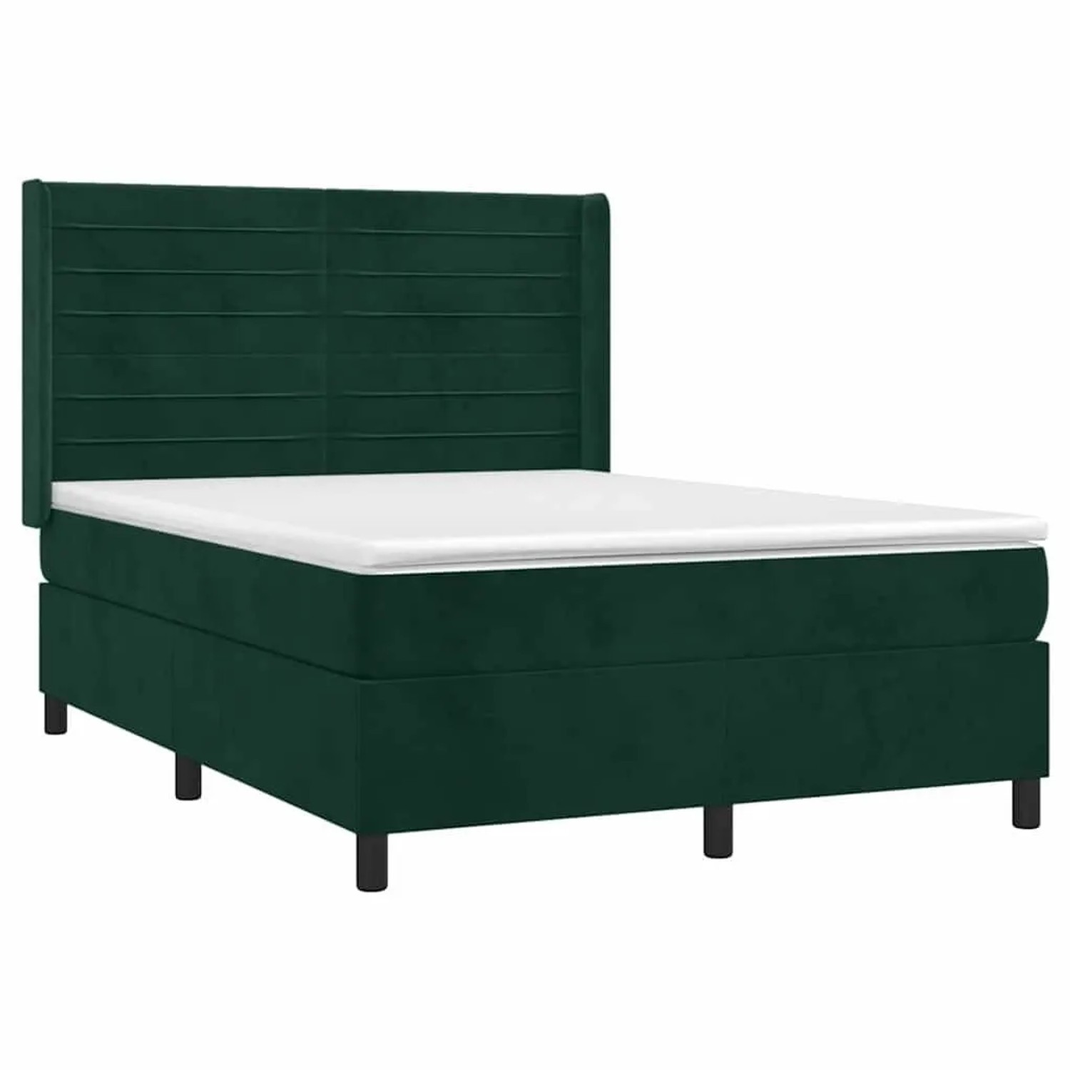 vidaXL Boxspringbett mit Matratze & LED Dunkelgrün 140x190 cm Samt 3139622
