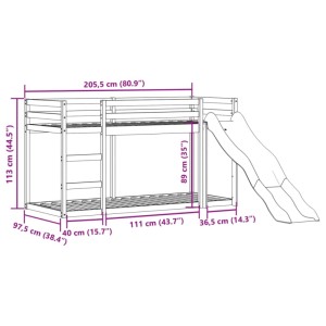 vidaXL Etagenbett mit Rutsche & Leiter Weiß 90x200cm Massivholz Kiefer 3284243