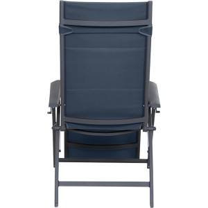 Dunkelblaue Siena Garden Campingrelaxliege Premium aus AirMesh und Aluminium, Ansicht von hinten.