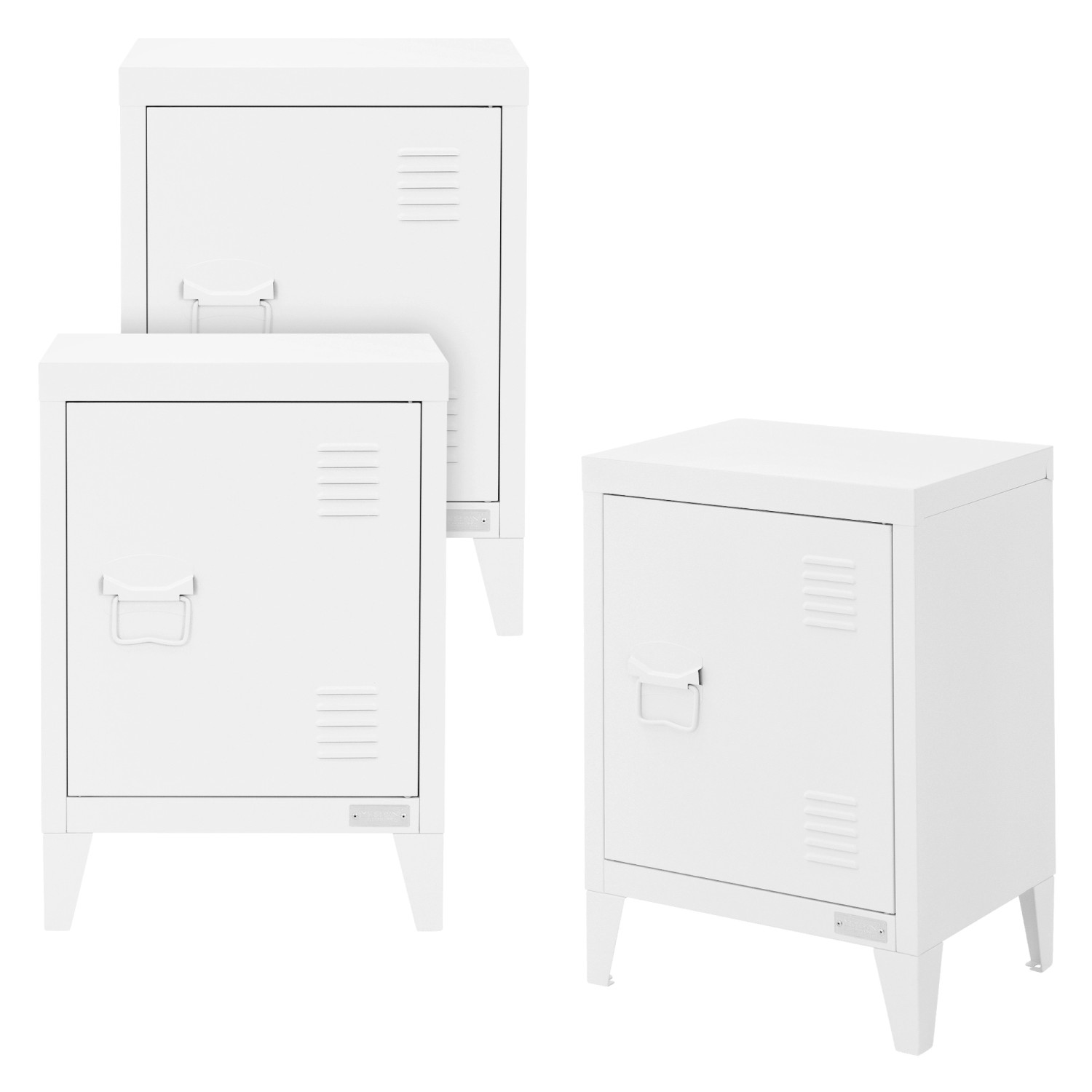 ML-Design 3Er Set Aktenschrank 40x30x57,5 cm Weiß Stahl Freistehender