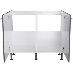 Optifit Spülenunterschrank Ingvar420, 100cm, Anthrazit Matt, mit zwei Türen und Füßen.