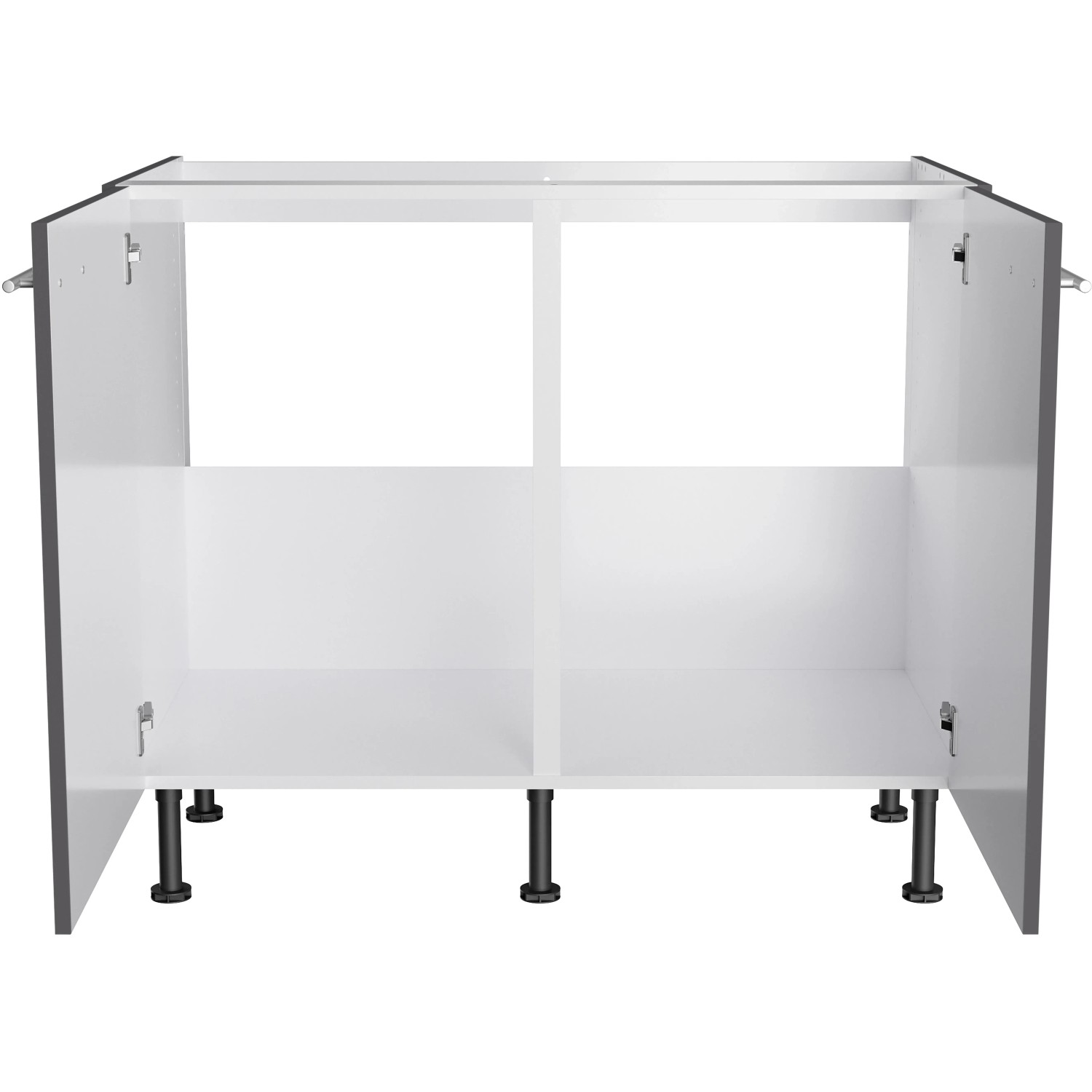 Optifit Spülenunterschrank Ingvar420, 100cm, Anthrazit Matt, mit zwei Türen und Füßen.