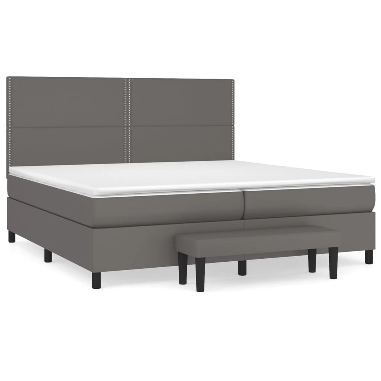 vidaXL Boxspringbett mit Matratze Grau 200x200 cm Kunstleder1469556