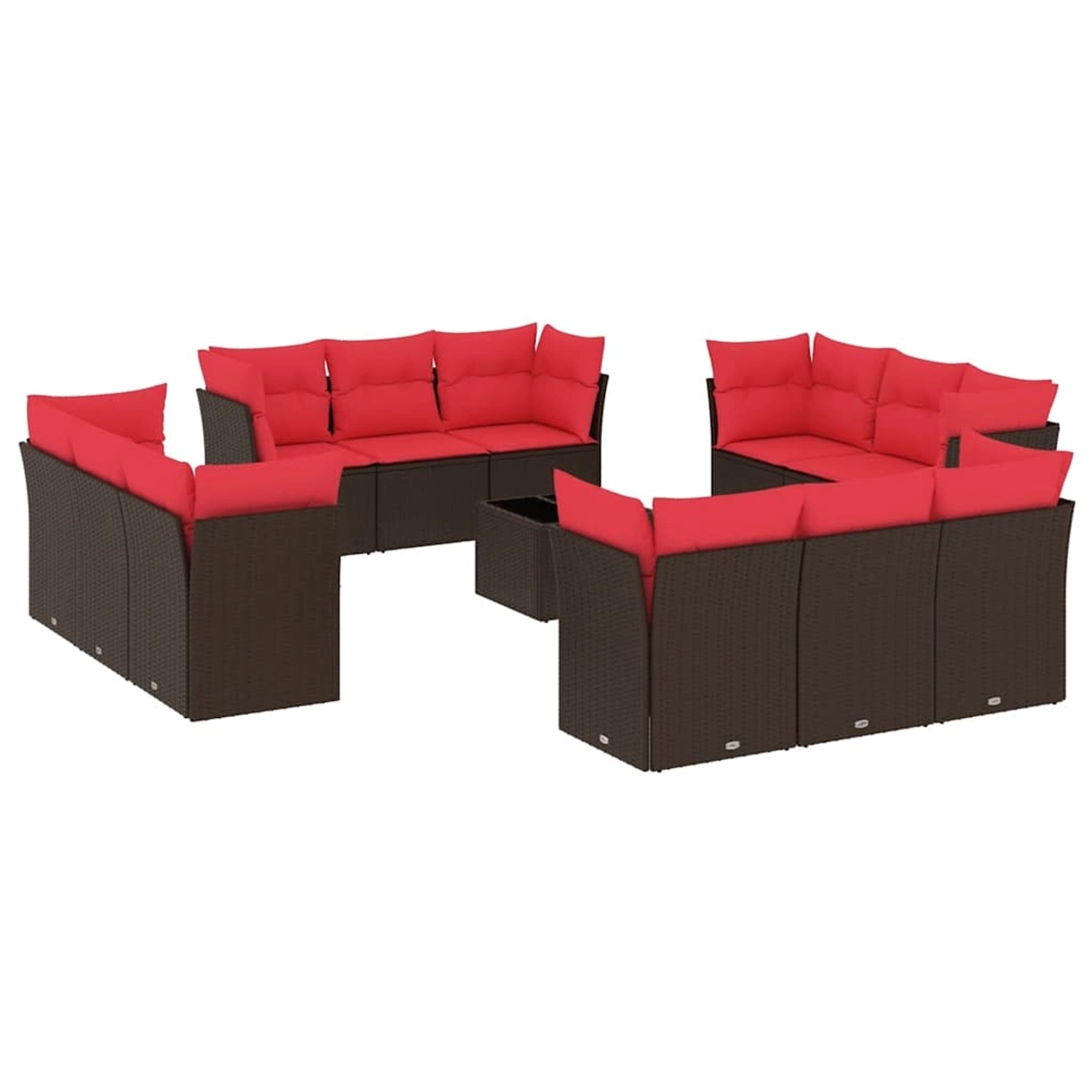 vidaXL 13-Tlg Garten-Sofagarnitur mit Kissen Braun Poly Rattan 3217344 günstig online kaufen