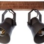 Brilliant Spotbalken Plow, 2-flammig, schwarz, mit Holzbalken. Decken- oder Wandleuchte.