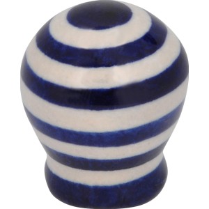 Siro Möbelknopf, Keramik, weiß-blau gestreift, Ø 28mm.