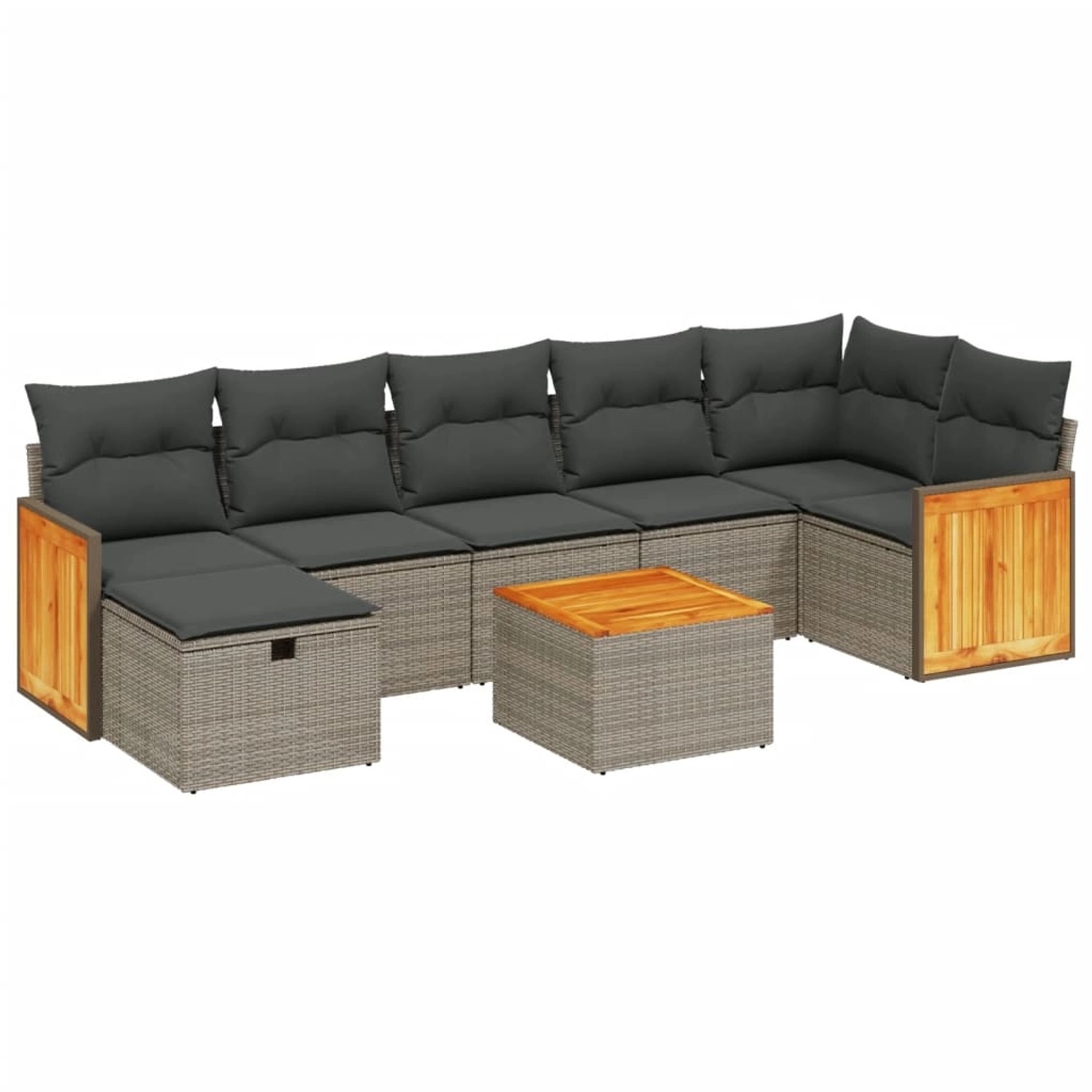 vidaXL 8-Tlg Garten-Sofagarnitur mit Kissen Grau Poly Rattan 3265757 günstig online kaufen