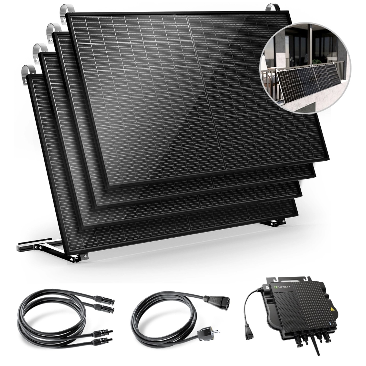 Solakon Balkonkraftwerk 2000W 800W Solaranlage mit Balkonhalterung Steckerfertig Komplettset Photovoltaik Anlage 800W Ka...