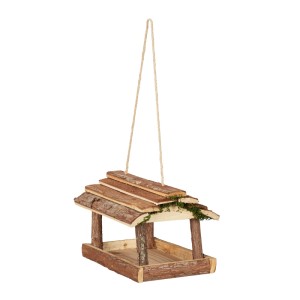 Relaxdays Vogelfutterhaus Holz Natur Zum Aufhängen 19 cm x 21 cm x 32 cm 1 kg