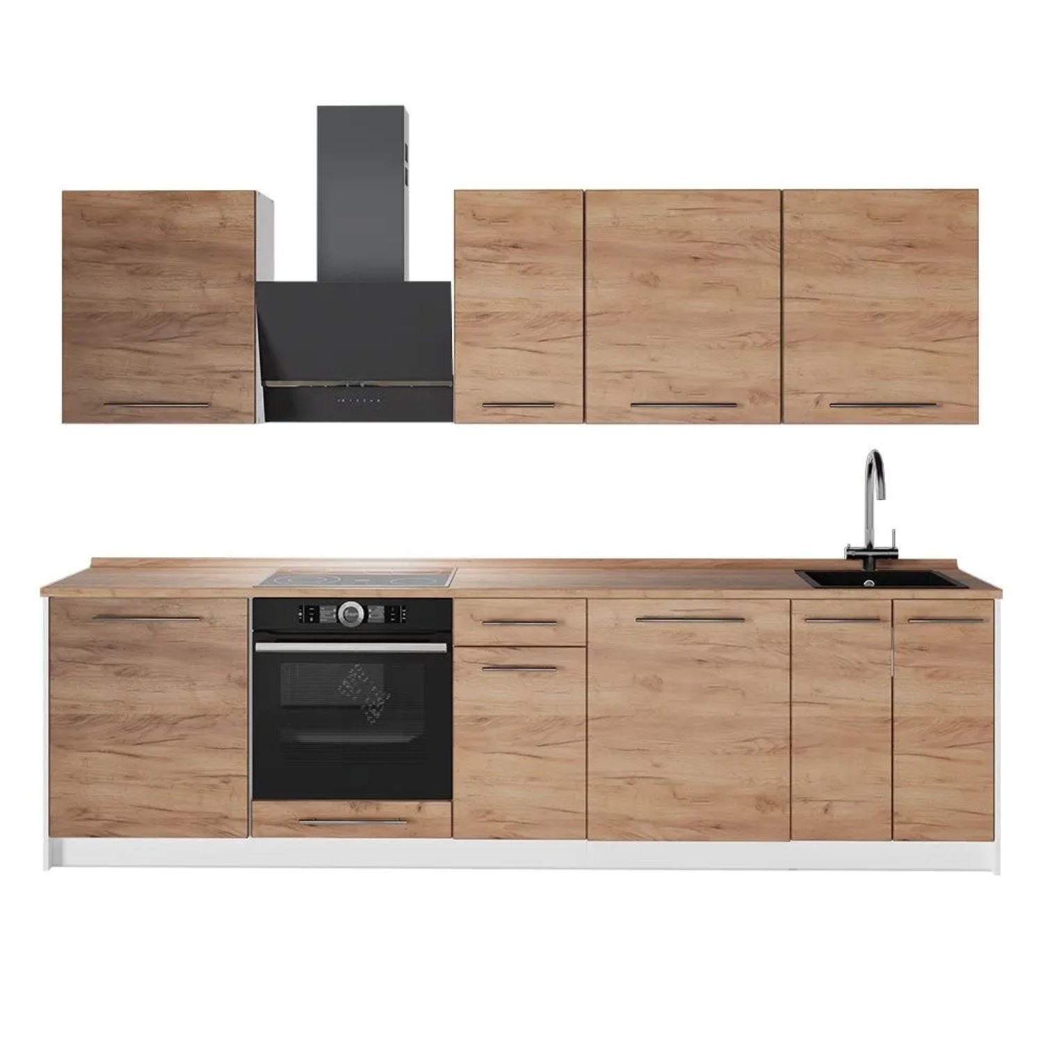 Vicco Küchenzeile Fame-Line Goldkraft Eiche/Weiß 280 x 82 AP Eiche Art Nr 62947