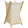 Cremeweißer Wäschekorb aus Bambus, 41,5x36x63,5 cm.