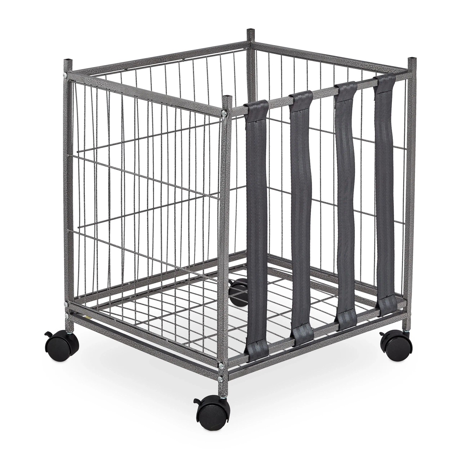 Relaxdays Ballwagen Stahl Grau mit Rollen Feststellbremse 60 cm x 50 cm x 45 cm 3,7 kg