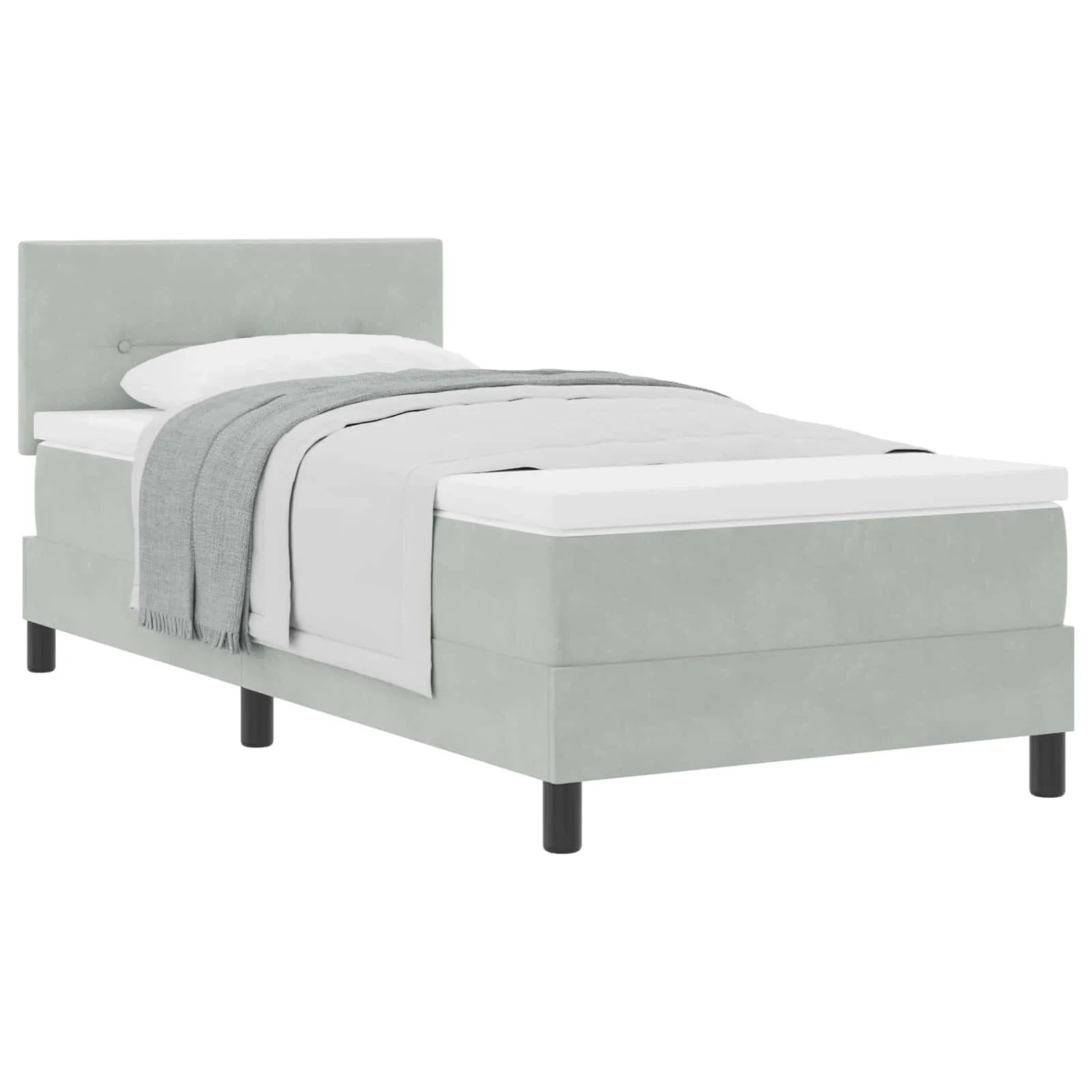 vidaXL Boxspringbett mit Matratze Hellgrau 100 x 200 cm Samt 3339152