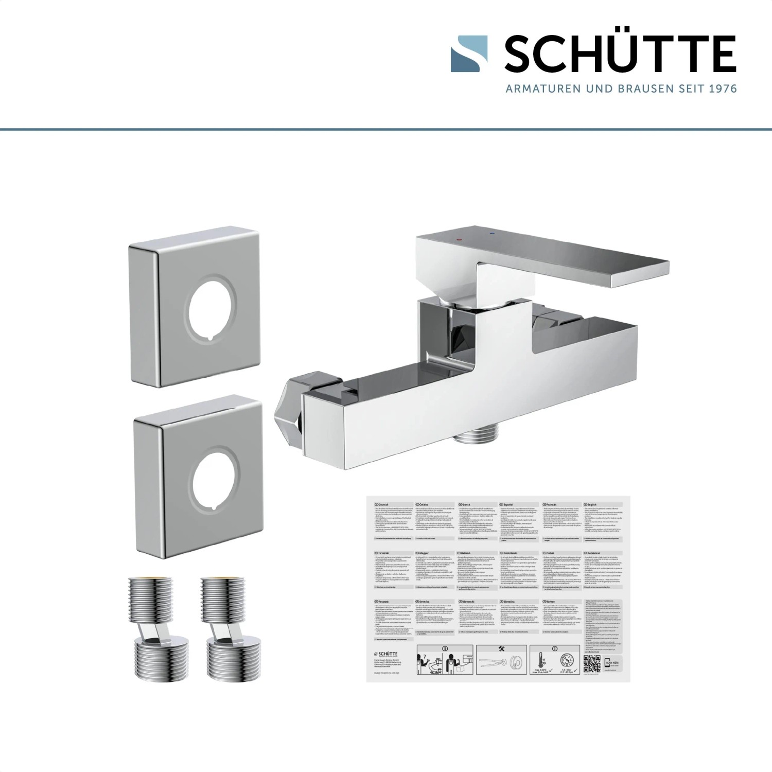Schütte Duscharmatur Tokyo II Chrom, Aufputz-Mischbatterie mit Montagezubehör.