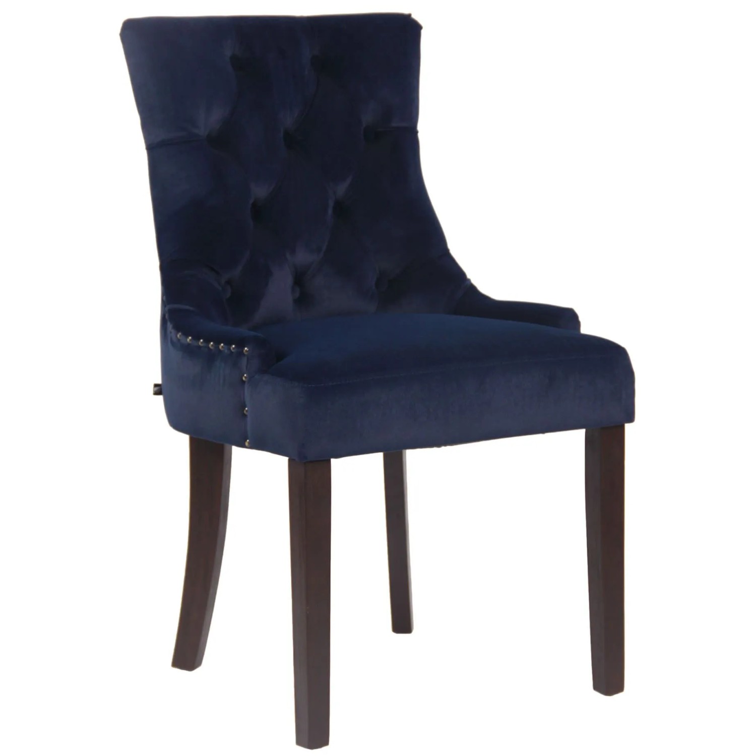 DELUKE Esszimmerstuhl HILON Samt Blau 55x58x92cm Braun Essstühle Esszimmerstühle Küchenstühle Wohnzimmerstühle
