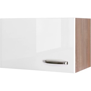 Flex-Well Hängeschrank Valero, 60 cm, Hochglanz Weiß/Sonoma Eiche, Küchenschrank mit Tür.