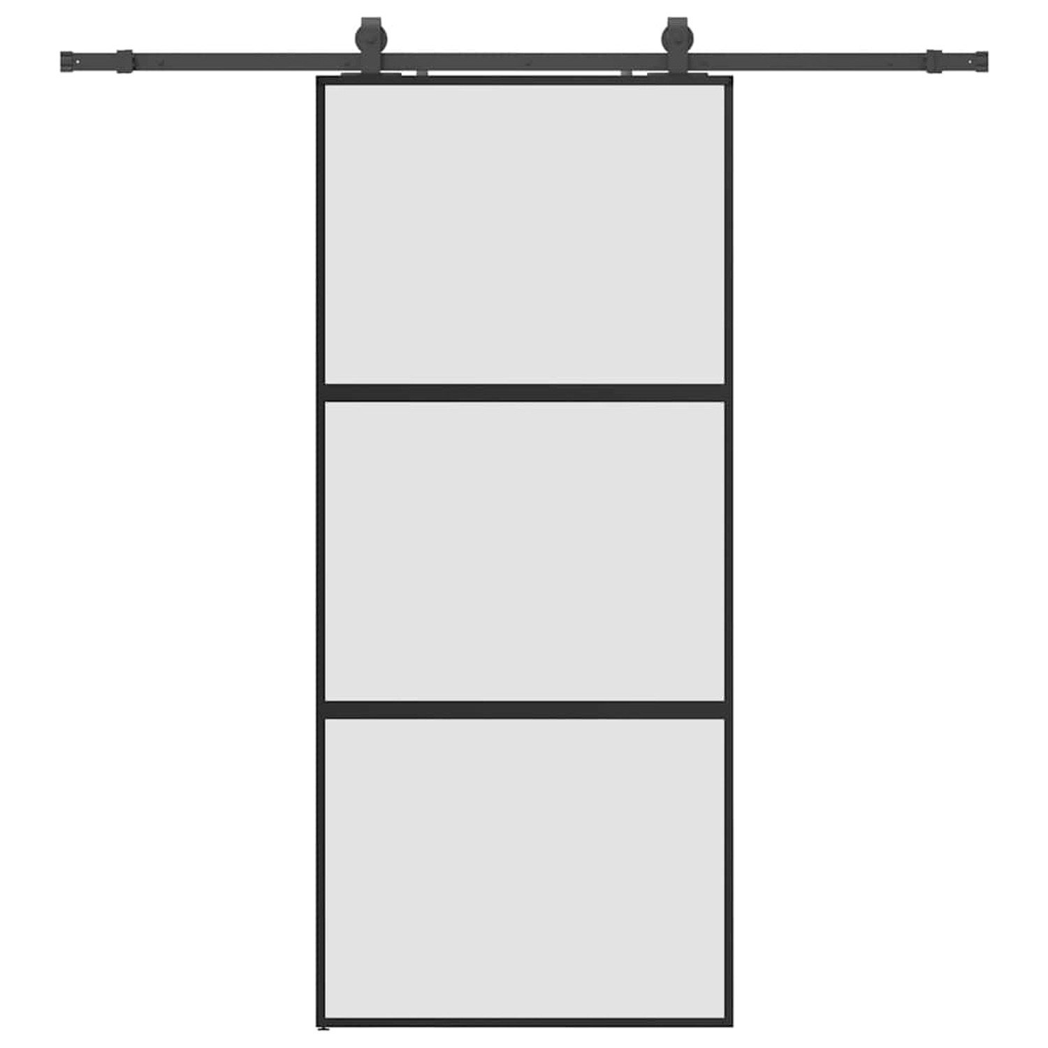 vidaXL Schiebetür mit Beschlag Schwarz 90x205 cm Hartglas 3375875 günstig online kaufen