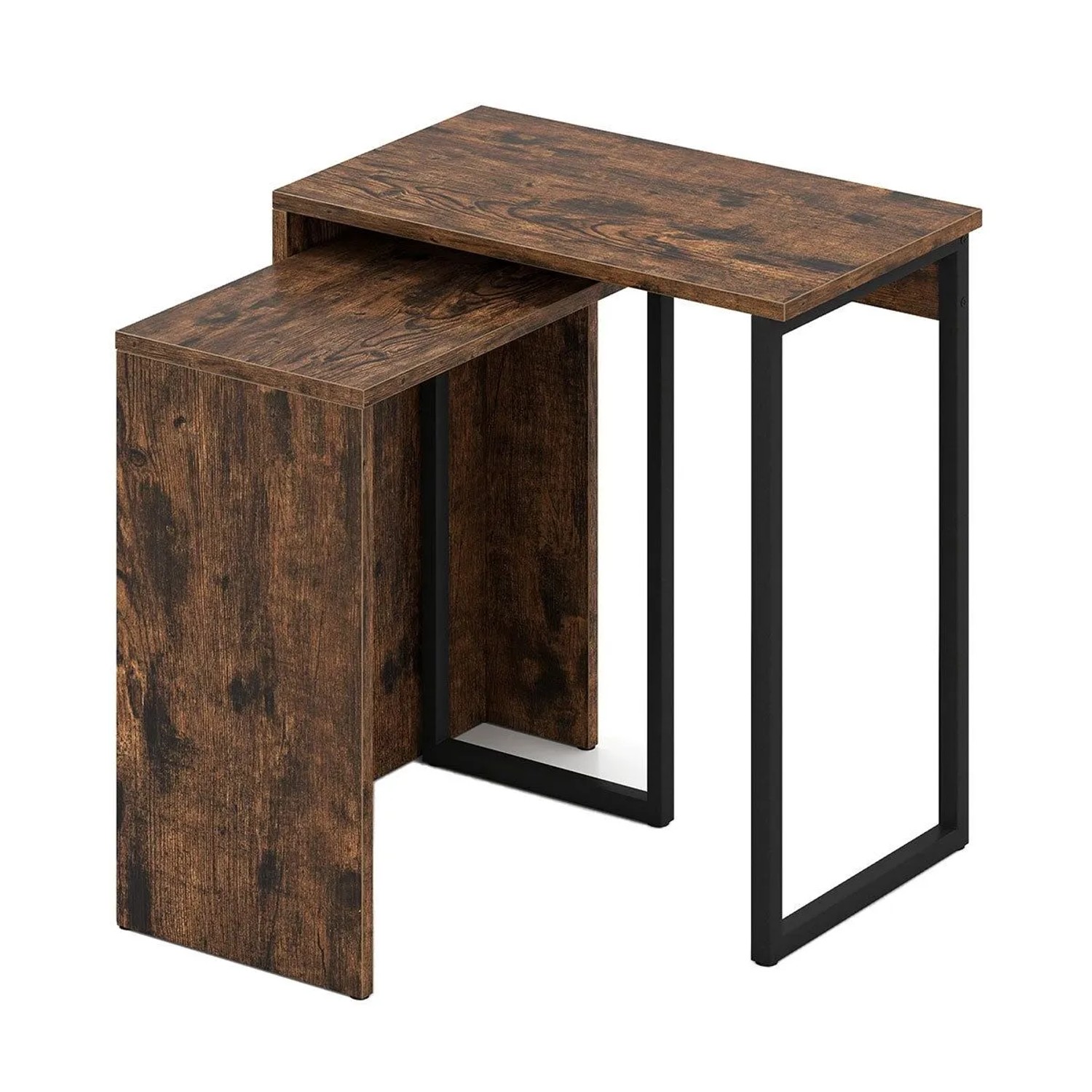 Costway Couchtisch 2er Set Beistelltisch Wohnzimmertisch Braun