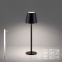 Schwarze LED-Akku-Tischleuchte Euria, 37 cm hoch, dimmbar, für Innen- und Außenbereich.