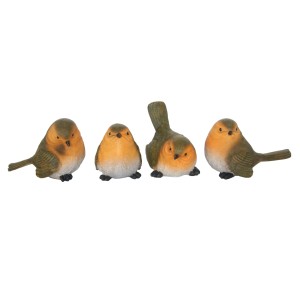 Deko-Figur: Vier Rotkelchen (je 7 cm) aus Polyresin für die Gartendekoration.